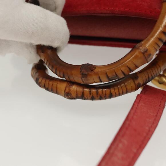 GUCCI Bamboo Hand Bag Suede Red Gold 007 1793 007 1793 - Picture 7 of 16